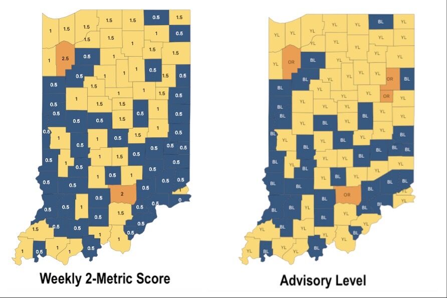 Marshall and Starke Counties now at Yellow
